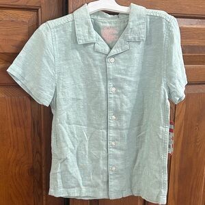 Cat & Jack- XS (4/5) Light Green Short-Sleeve Button-Up Shirt boys